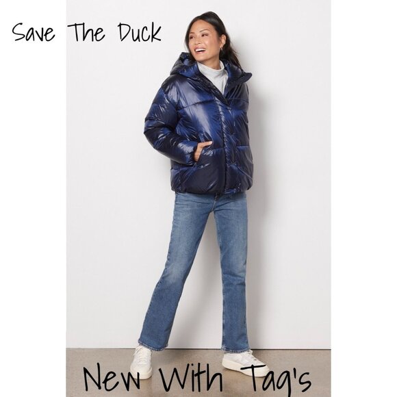 SAVE THE DUCK Jackets & Blazers - Save The Duck Nicki Short Puffer Coat Blue Women's Size 1 Small  New With Tag